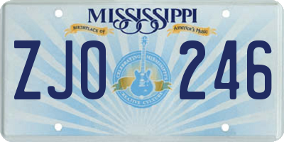 MS license plate ZJO246