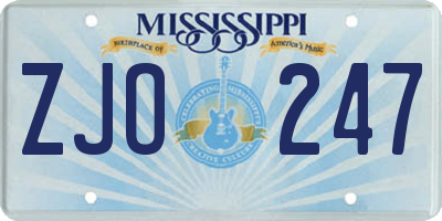MS license plate ZJO247