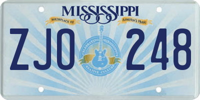 MS license plate ZJO248