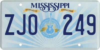 MS license plate ZJO249