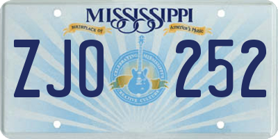 MS license plate ZJO252