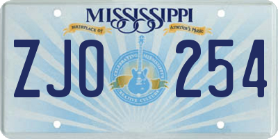 MS license plate ZJO254
