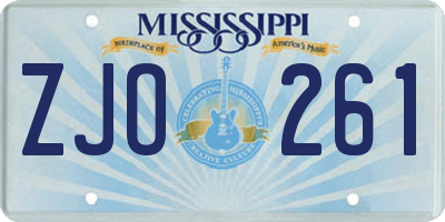 MS license plate ZJO261