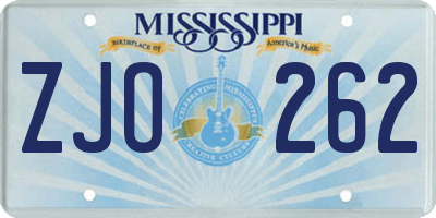 MS license plate ZJO262