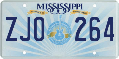 MS license plate ZJO264