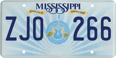 MS license plate ZJO266