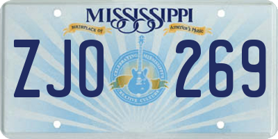 MS license plate ZJO269