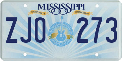 MS license plate ZJO273