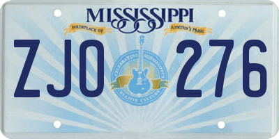 MS license plate ZJO276