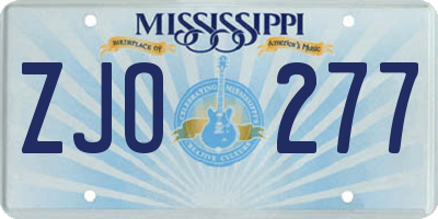 MS license plate ZJO277