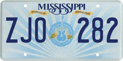 MS license plate ZJO282