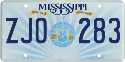 MS license plate ZJO283