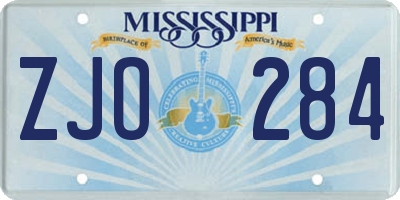 MS license plate ZJO284