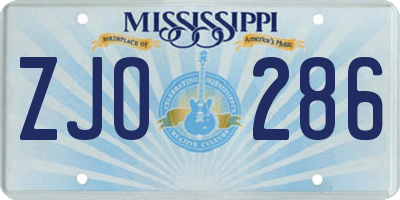 MS license plate ZJO286