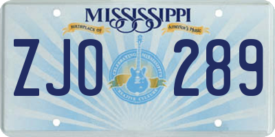 MS license plate ZJO289
