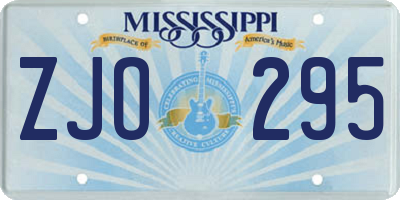 MS license plate ZJO295
