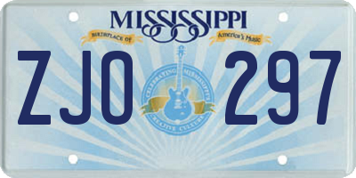 MS license plate ZJO297