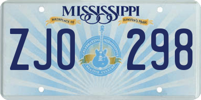 MS license plate ZJO298