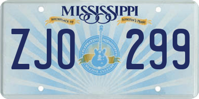 MS license plate ZJO299