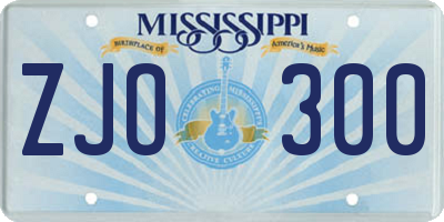 MS license plate ZJO300