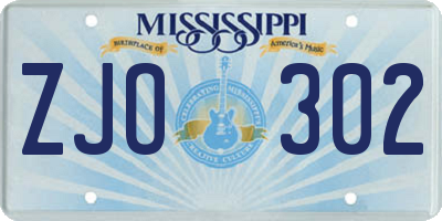 MS license plate ZJO302