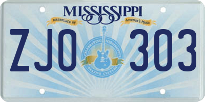 MS license plate ZJO303