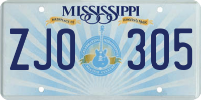 MS license plate ZJO305