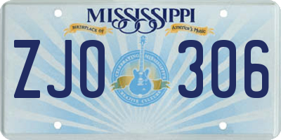 MS license plate ZJO306