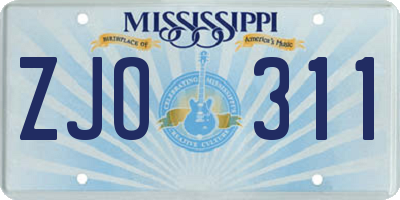 MS license plate ZJO311