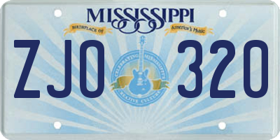 MS license plate ZJO320