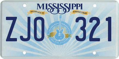 MS license plate ZJO321