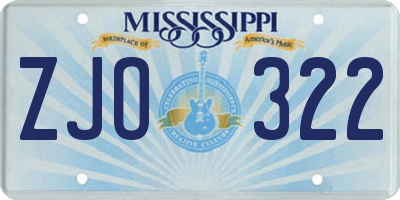 MS license plate ZJO322