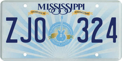 MS license plate ZJO324