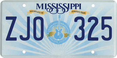 MS license plate ZJO325