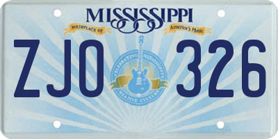 MS license plate ZJO326