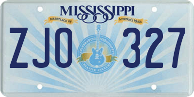 MS license plate ZJO327