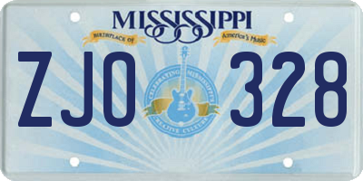 MS license plate ZJO328