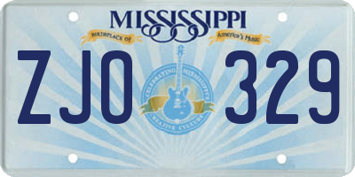 MS license plate ZJO329