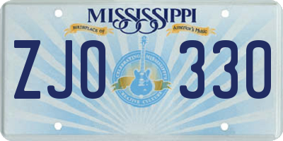 MS license plate ZJO330