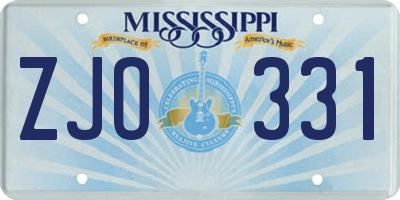 MS license plate ZJO331