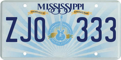 MS license plate ZJO333