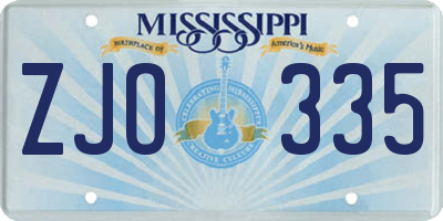 MS license plate ZJO335