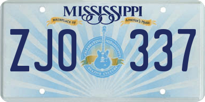 MS license plate ZJO337
