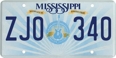 MS license plate ZJO340