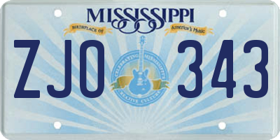 MS license plate ZJO343