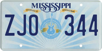 MS license plate ZJO344