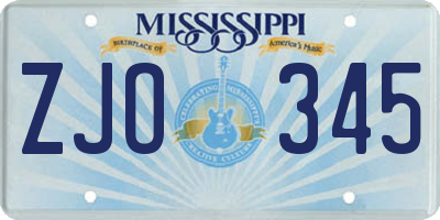 MS license plate ZJO345