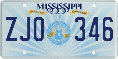 MS license plate ZJO346