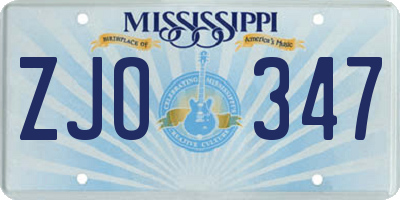 MS license plate ZJO347