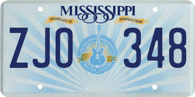 MS license plate ZJO348